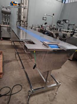 Stainless steel conveyor table with belt for accumulation assembly