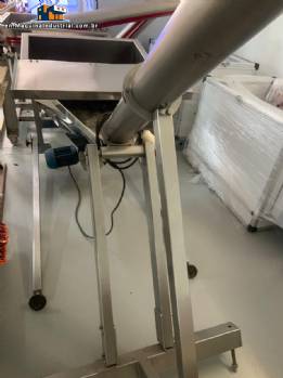 Inclined screw conveyor with stainless steel silo