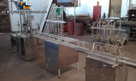 Linear filling machine with 6 stainless steel spouts