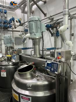 Jacketed mixing tank 2000 liters stainless steel 316 turbo mixer 30 hp Scott Turbon Mixer