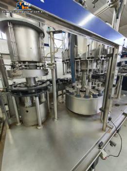 Zegla automatic three-block bottling machine with capper and rinser for wine glass bottles with corks.